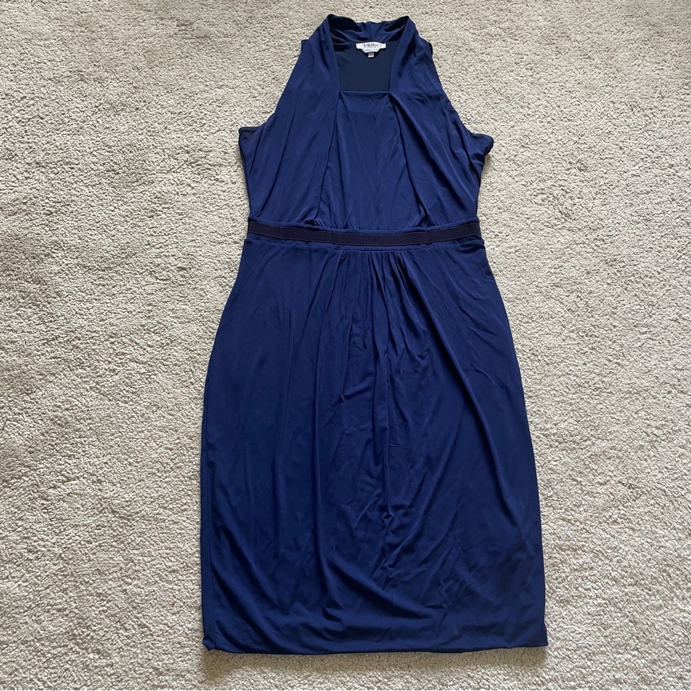 MaxMara Navy Blue Sleeveless Midi Dress